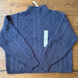 Women's Navy Cable Knit Sweater